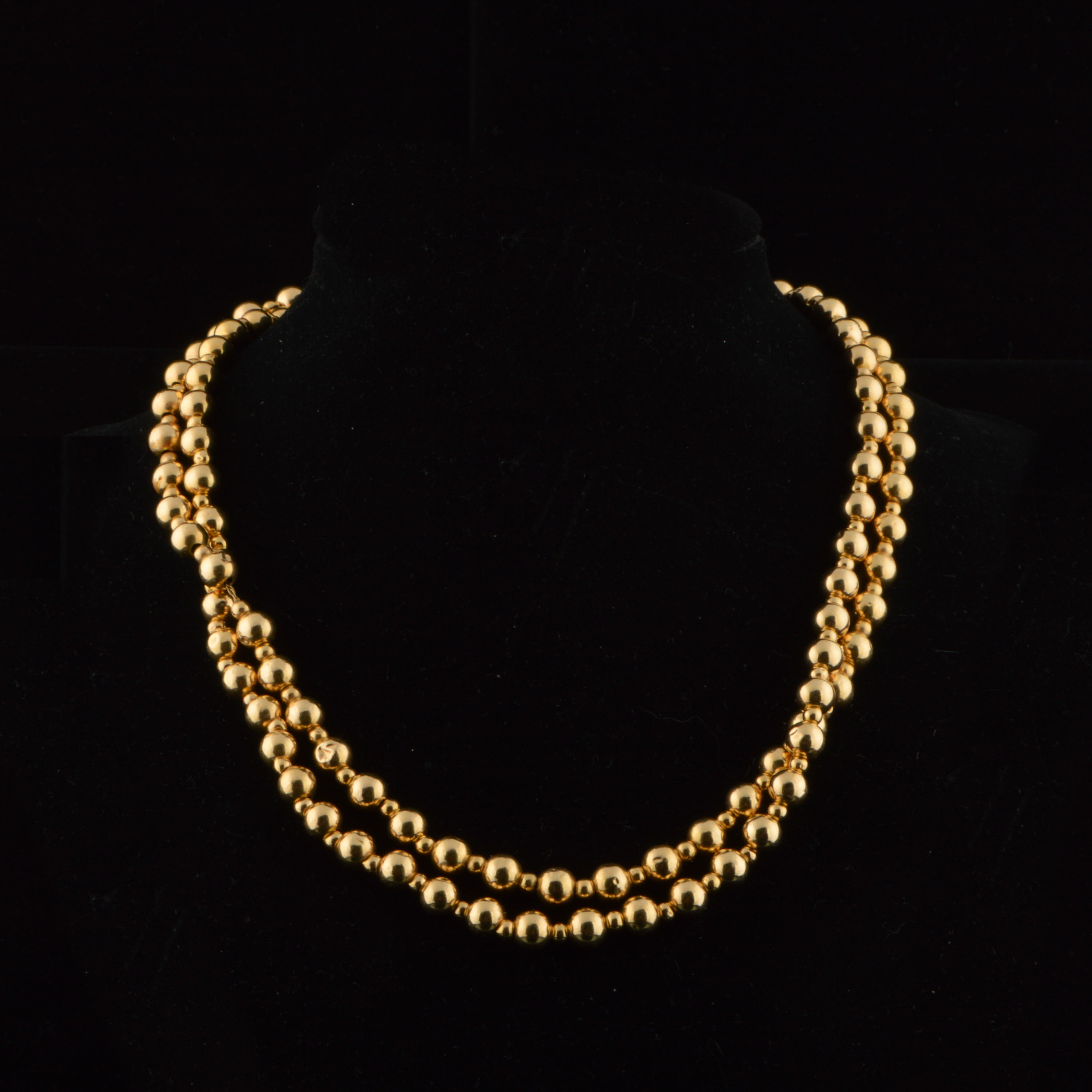 14K Yellow Gold Hollow Bead Necklace