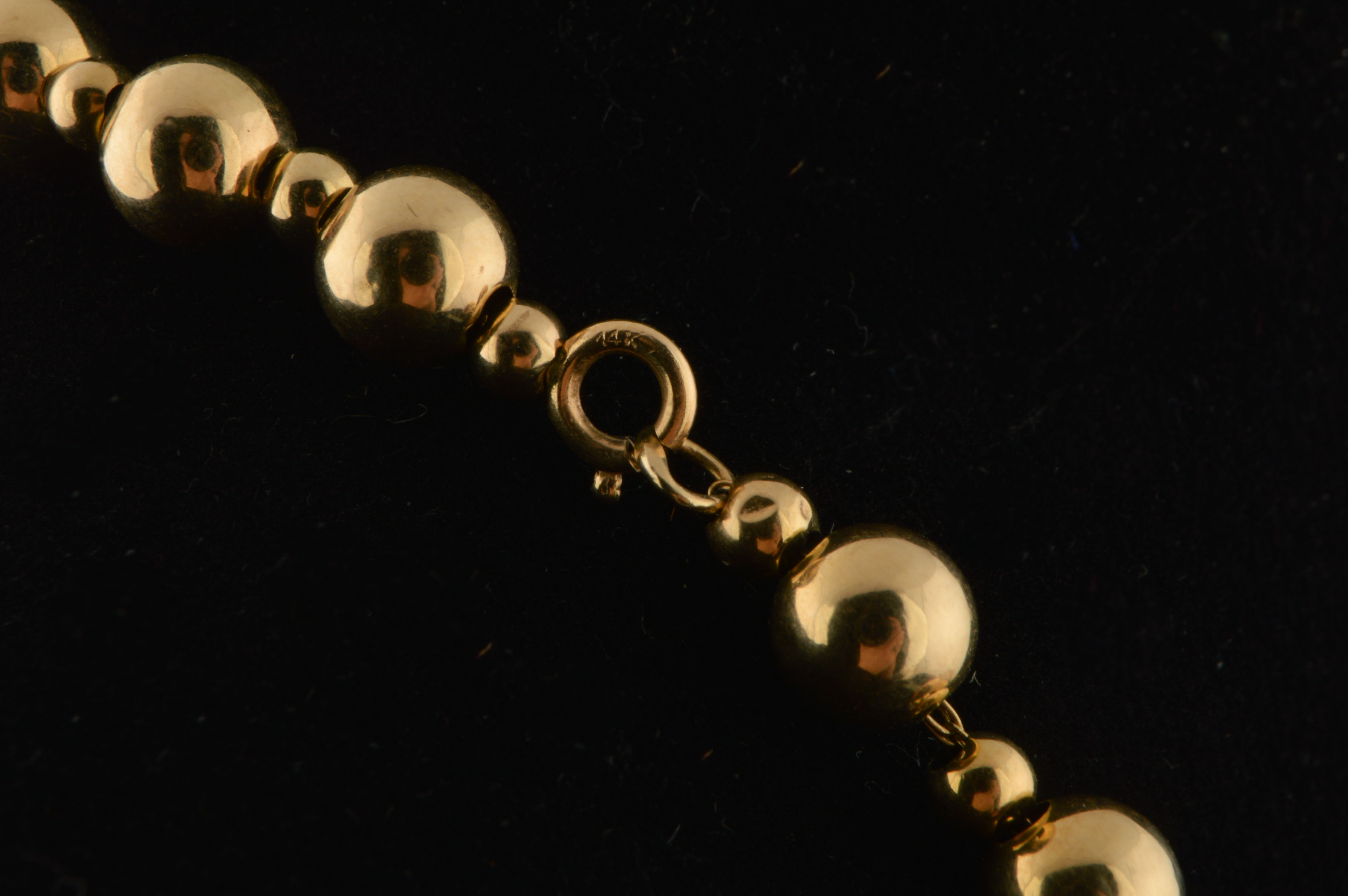 14K Yellow Gold Hollow Bead Necklace
