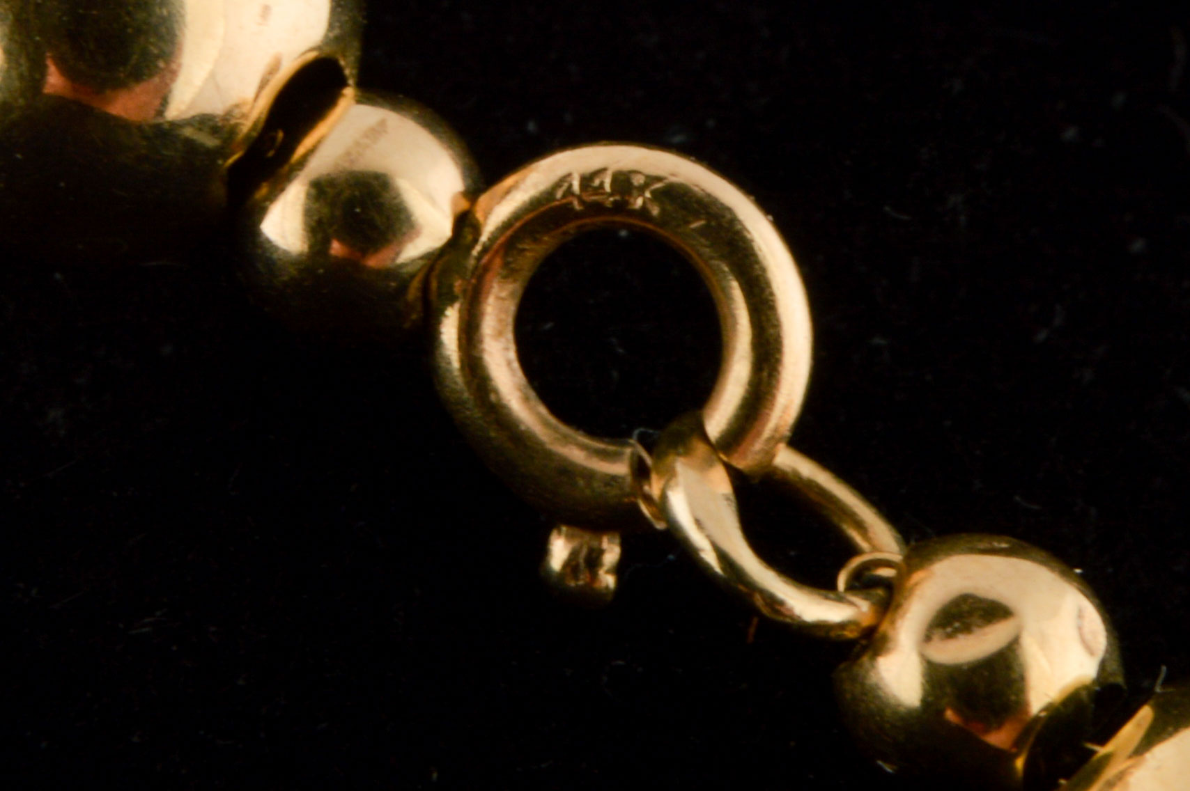 14K Yellow Gold Hollow Bead Necklace