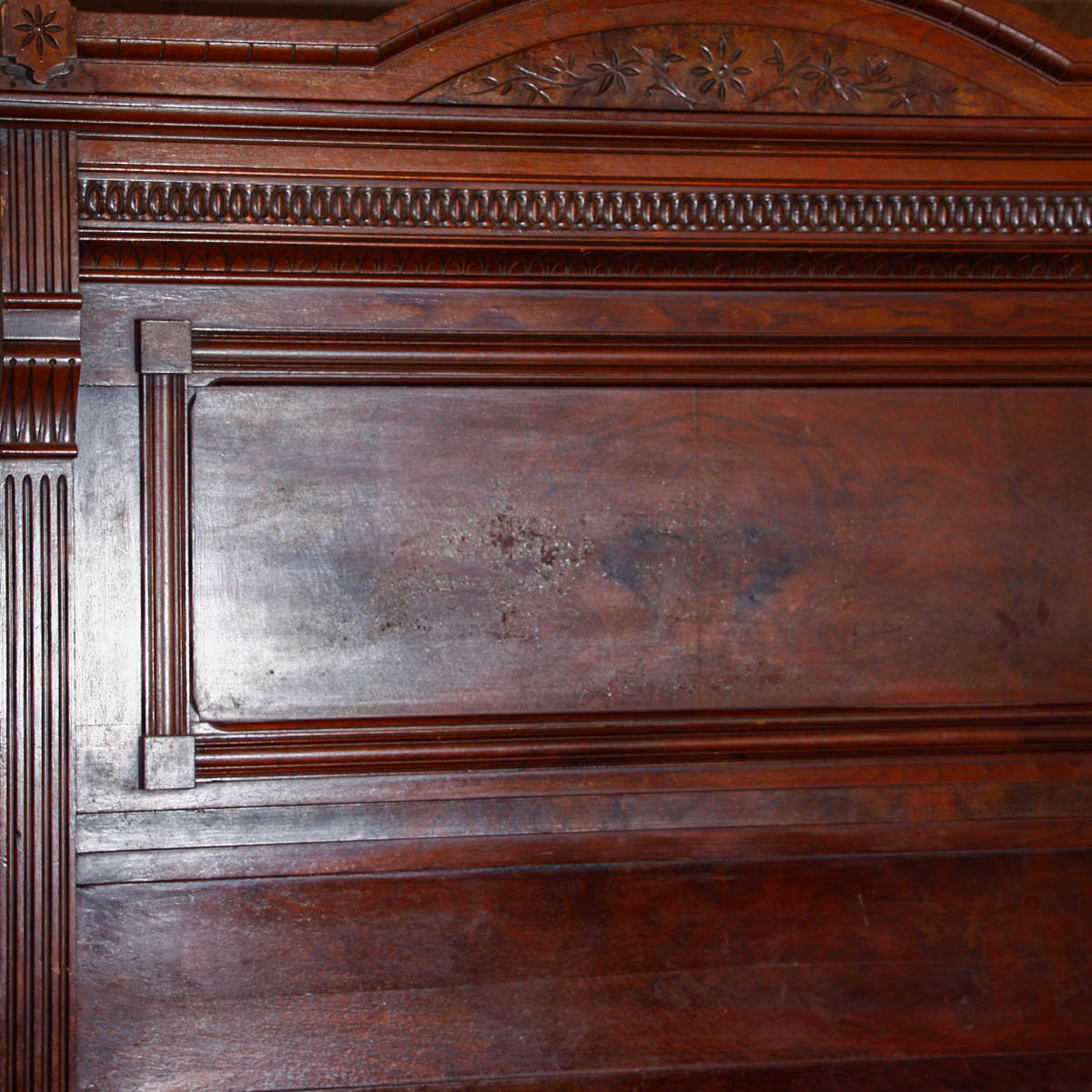 Antique Eastlake Burl Mahogany Full Size Bed