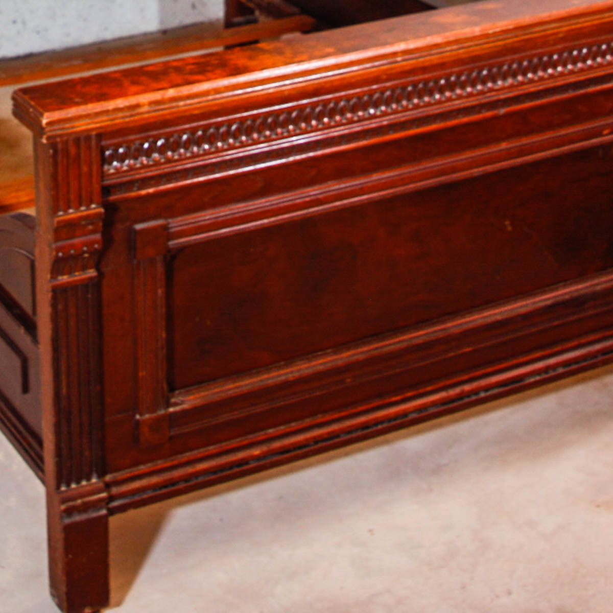 Antique Eastlake Burl Mahogany Full Size Bed