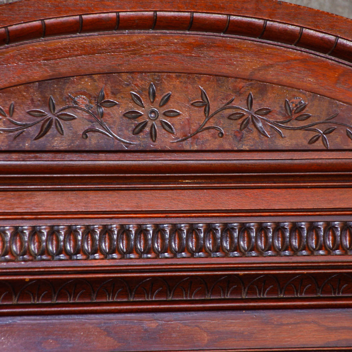 Antique Eastlake Burl Mahogany Full Size Bed