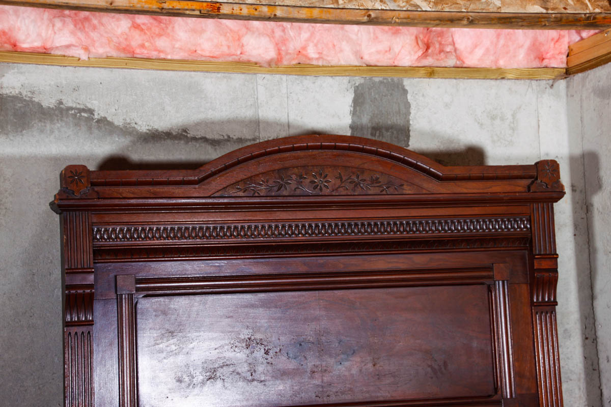 Antique Eastlake Burl Mahogany Full Size Bed