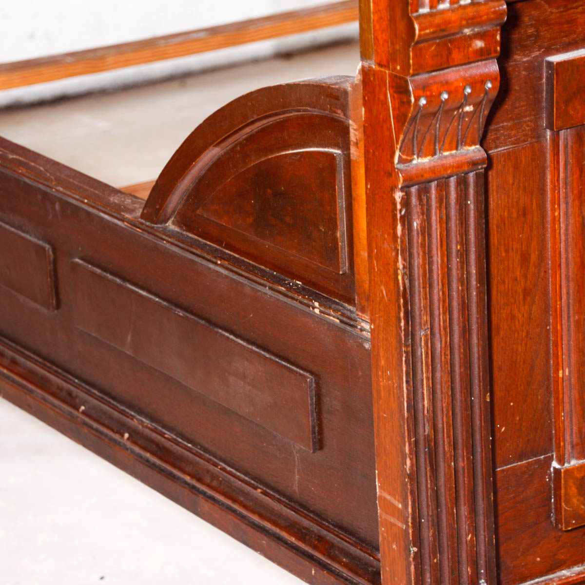 Antique Eastlake Burl Mahogany Full Size Bed