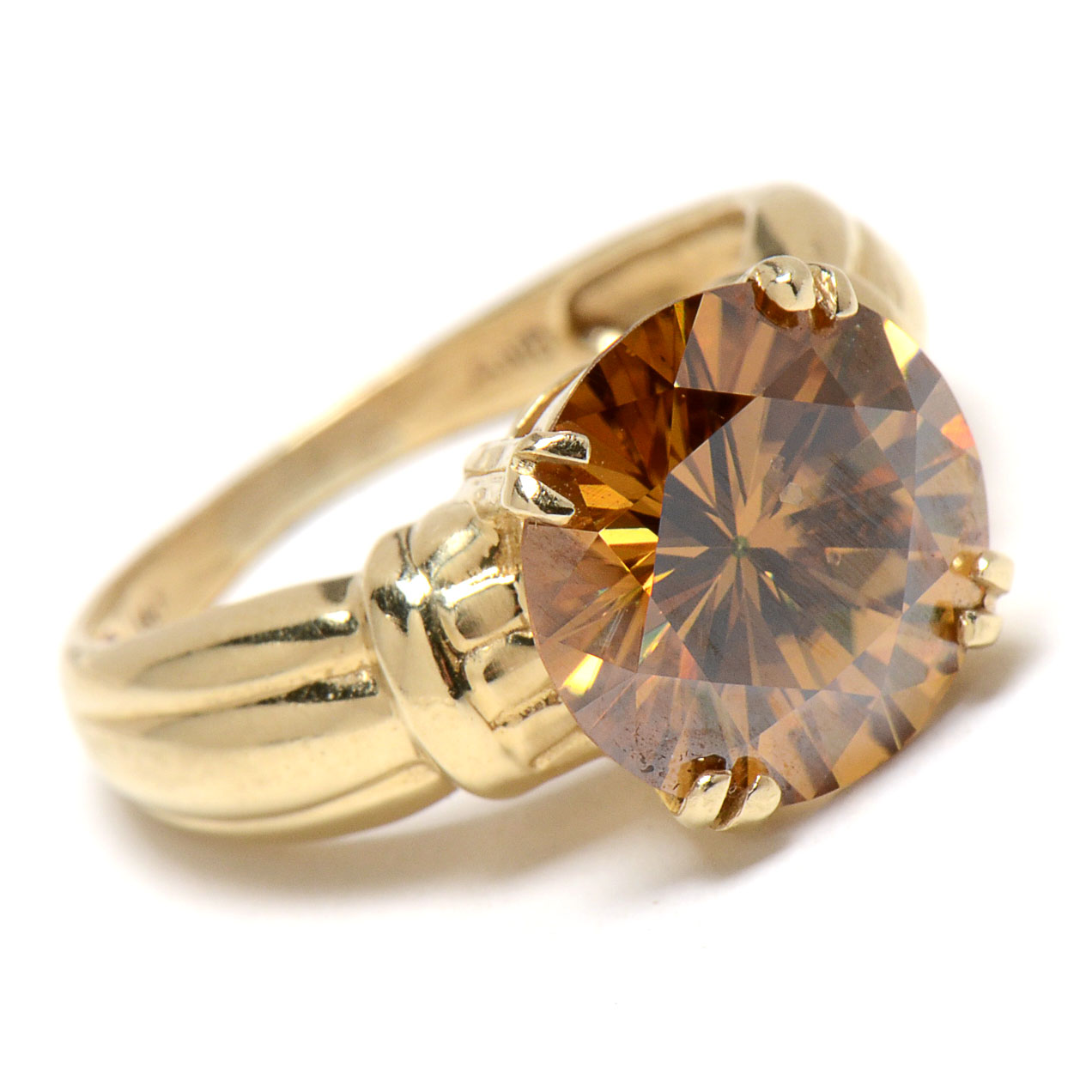 14K Yellow Gold Moissanite Ring