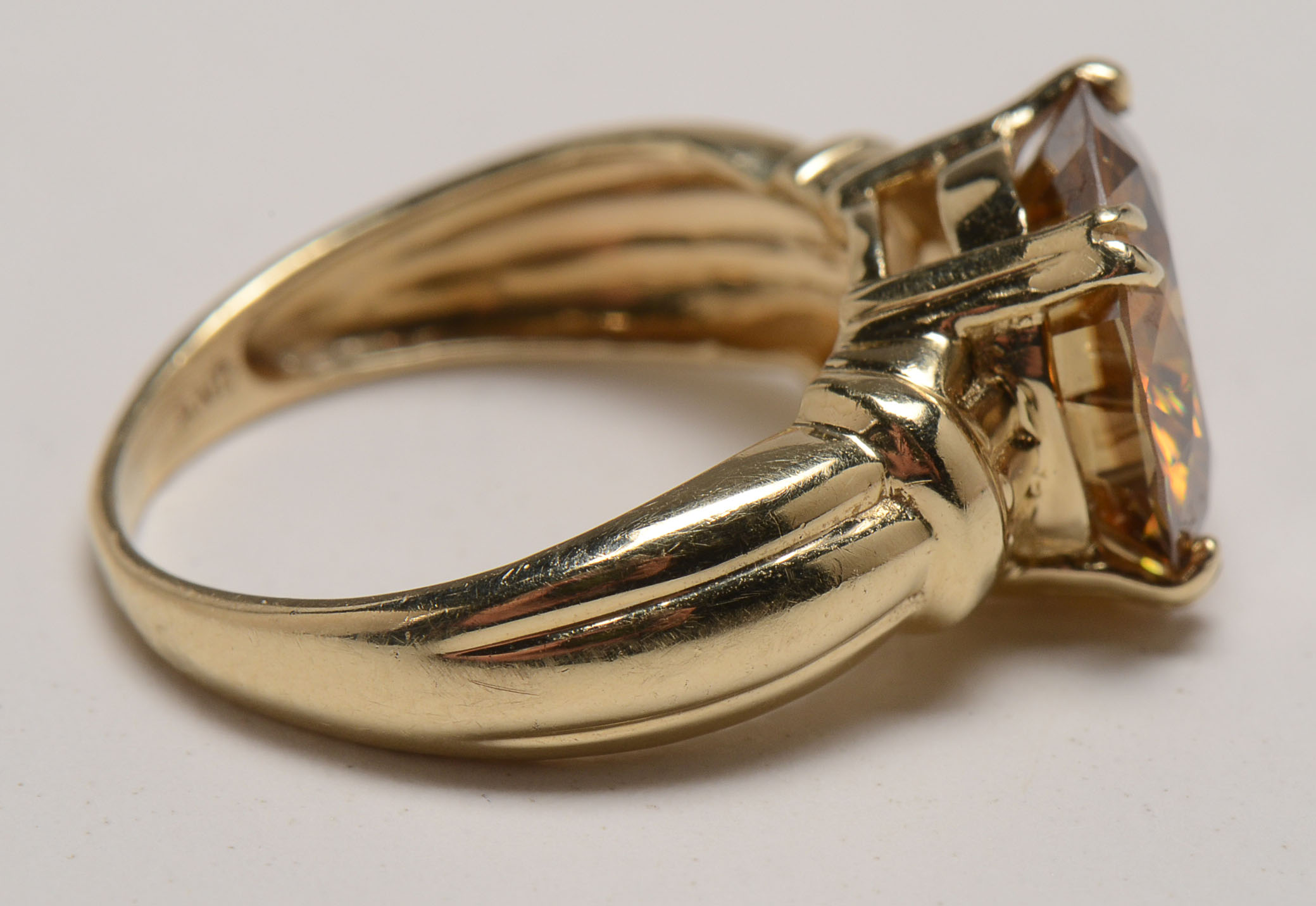 14K Yellow Gold Moissanite Ring