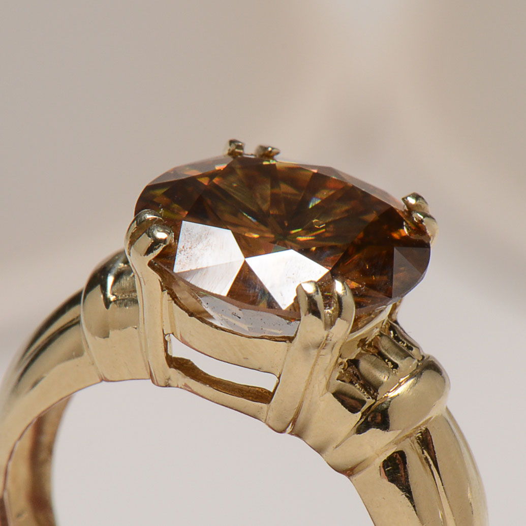 14K Yellow Gold Moissanite Ring