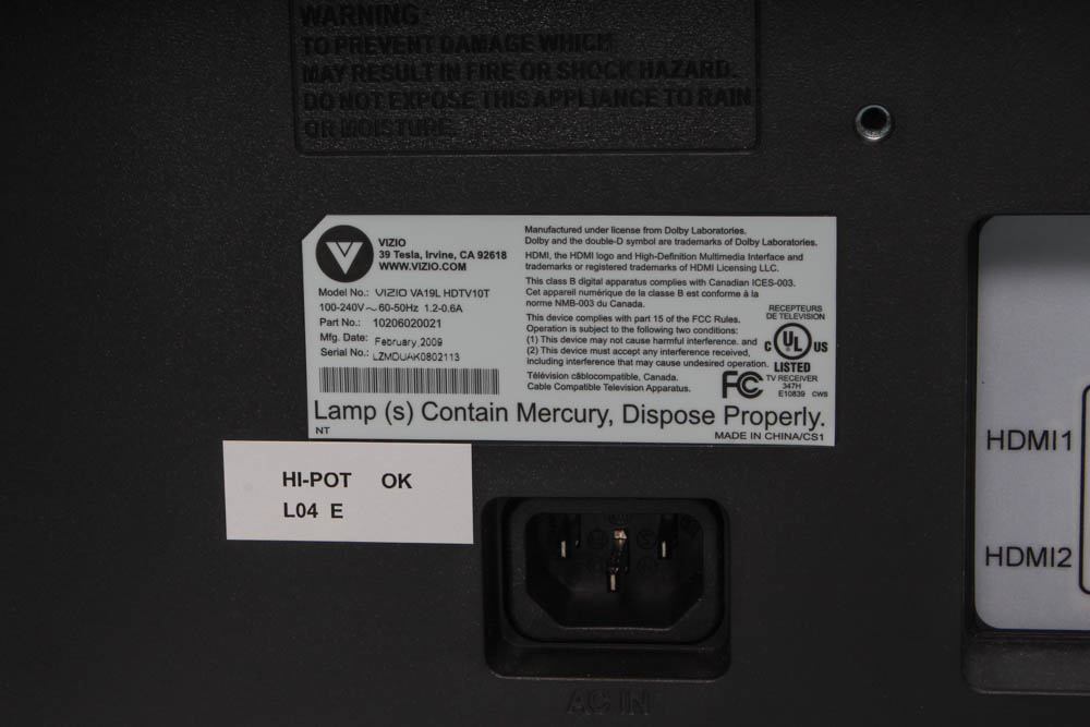 Vizio 18" Flat Screen Television