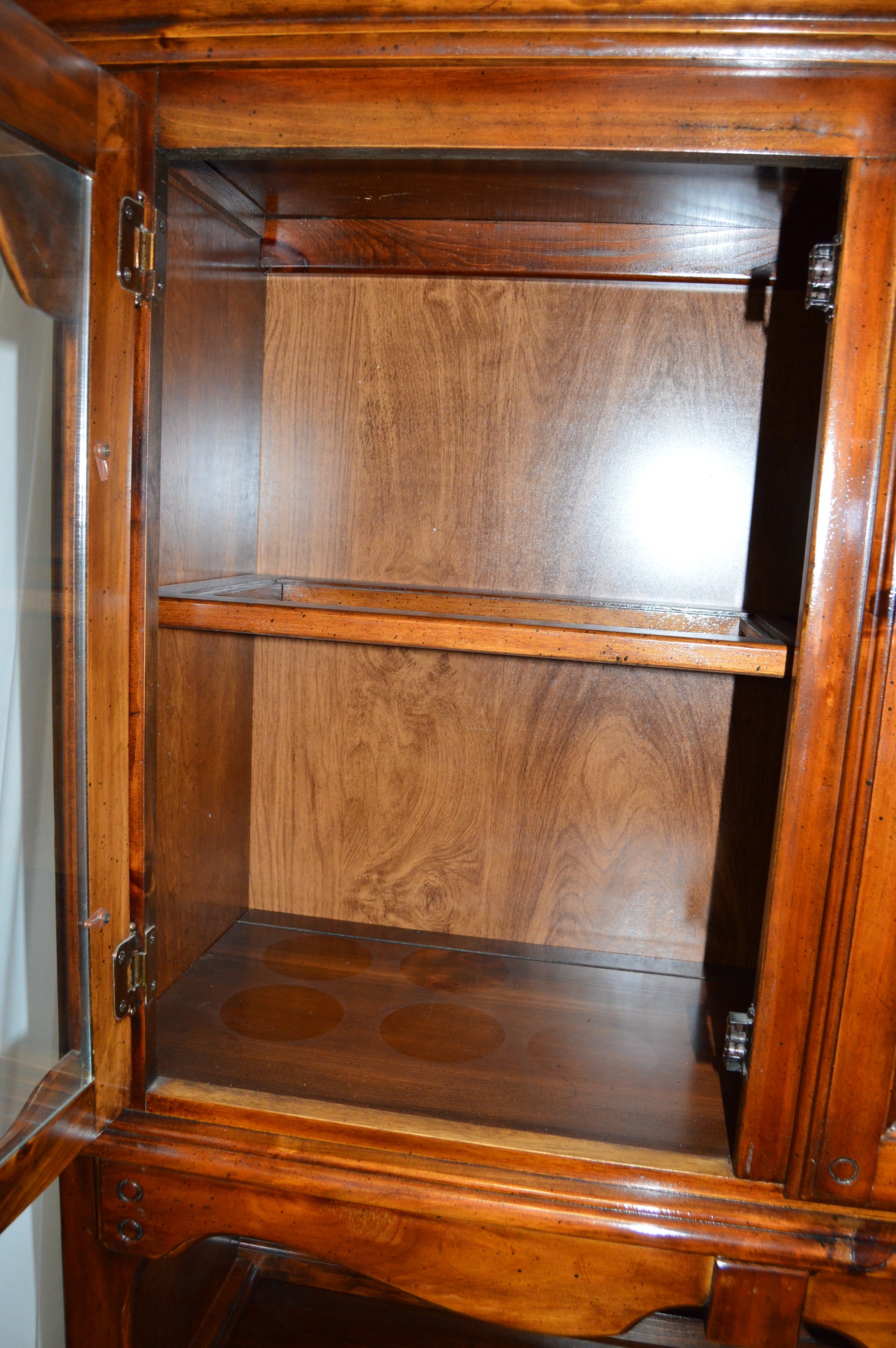 Large Glossed Cherry Hutch From Credenza