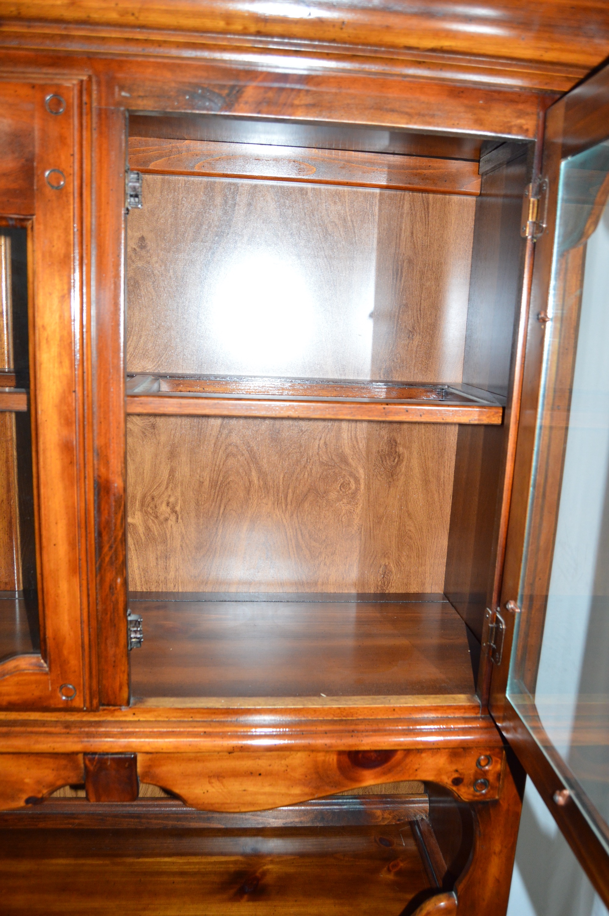 Large Glossed Cherry Hutch From Credenza