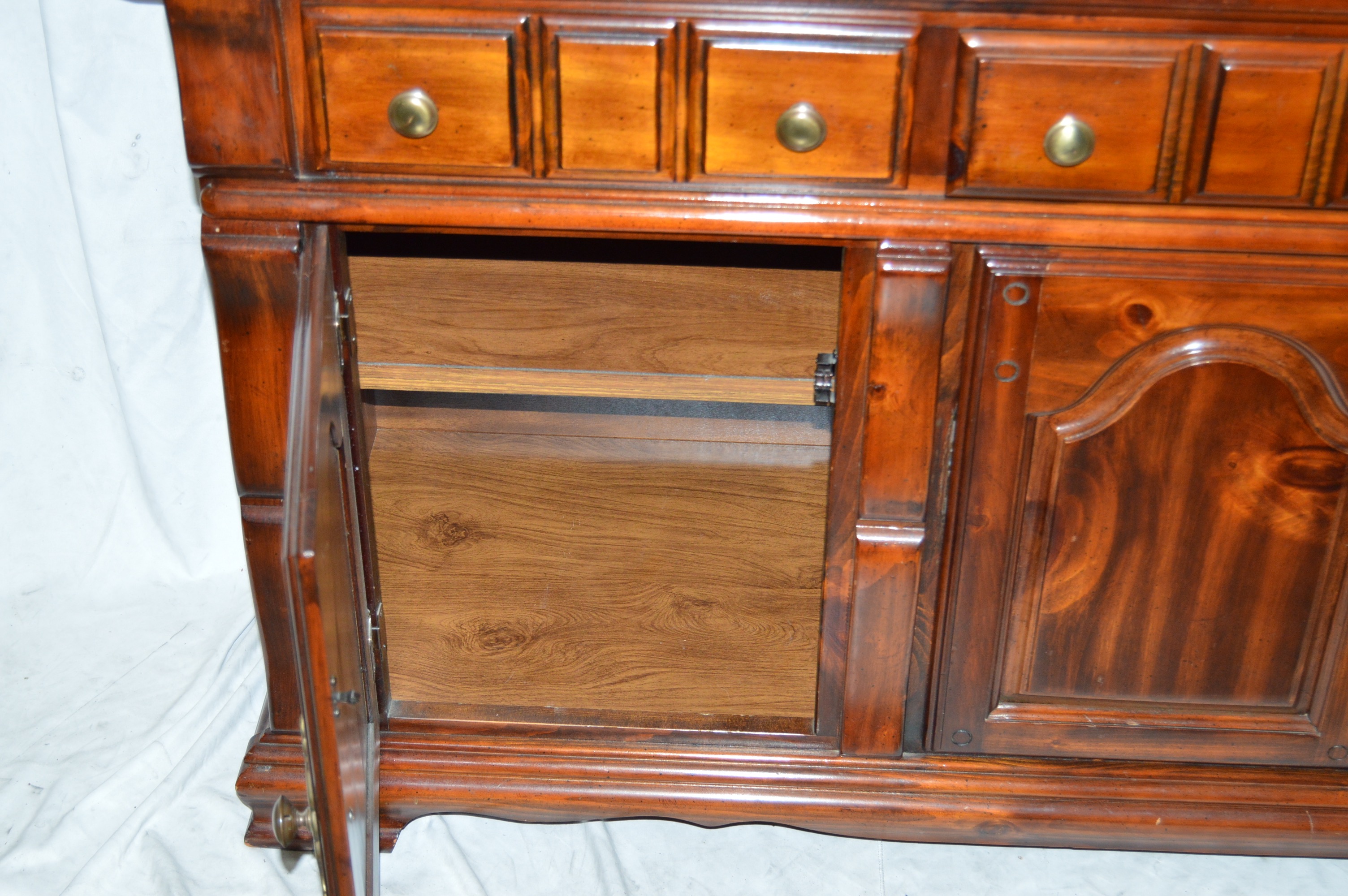 Large Glossed Cherry Hutch From Credenza