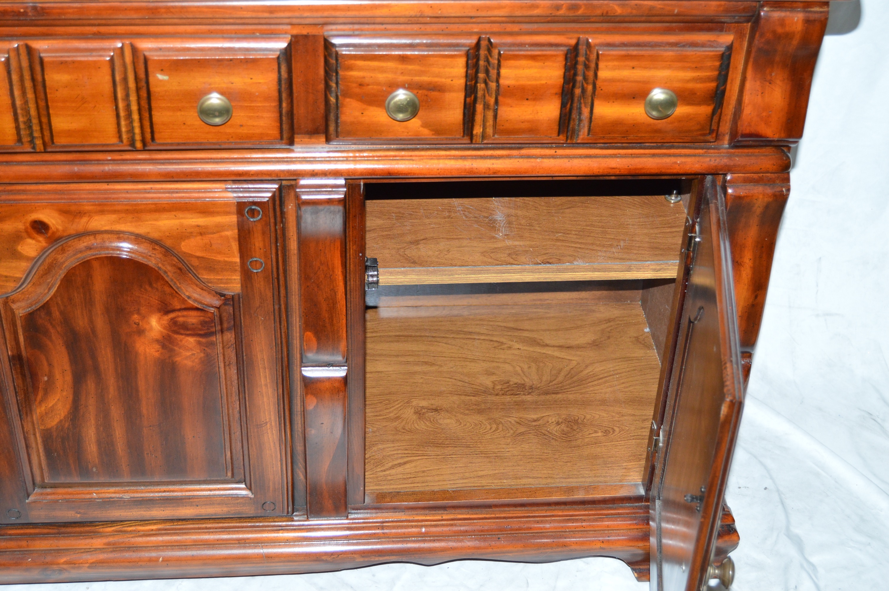 Large Glossed Cherry Hutch From Credenza