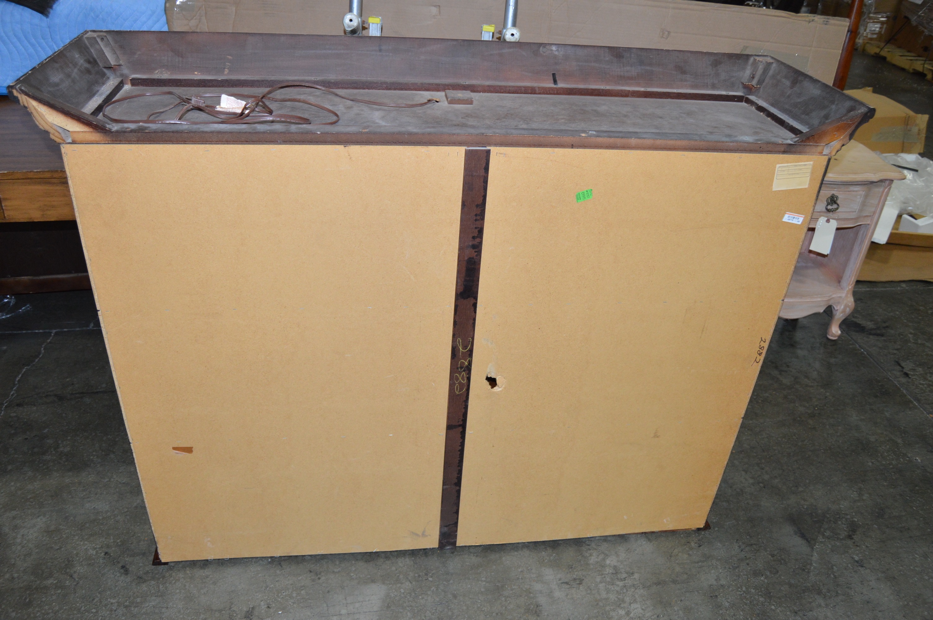 Large Glossed Cherry Hutch From Credenza