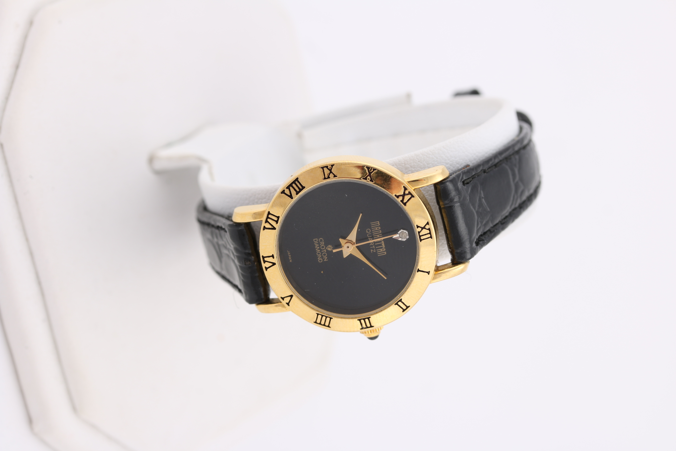 Manhattan Black and Gold Tone Diamond Watch