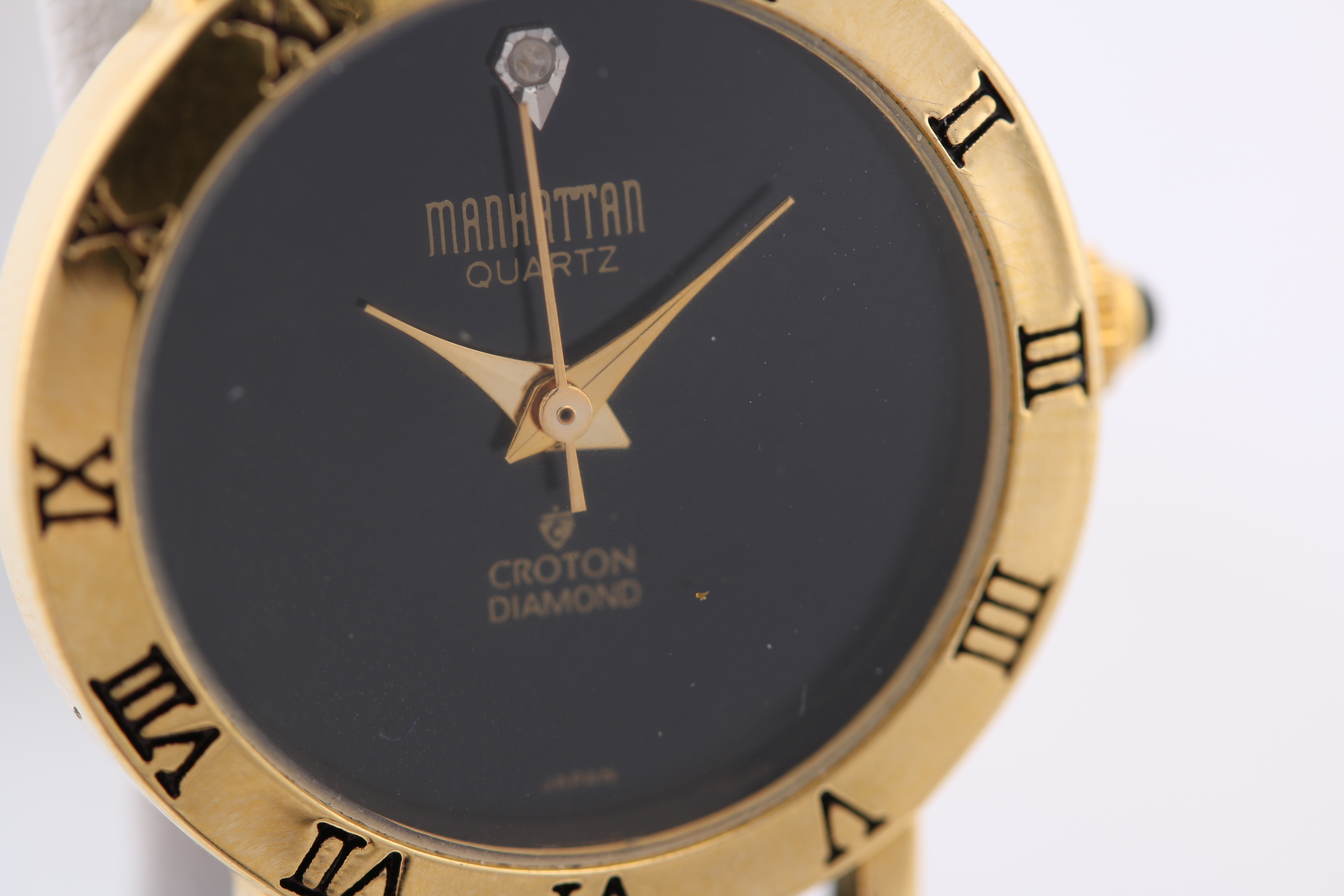 Manhattan Black and Gold Tone Diamond Watch