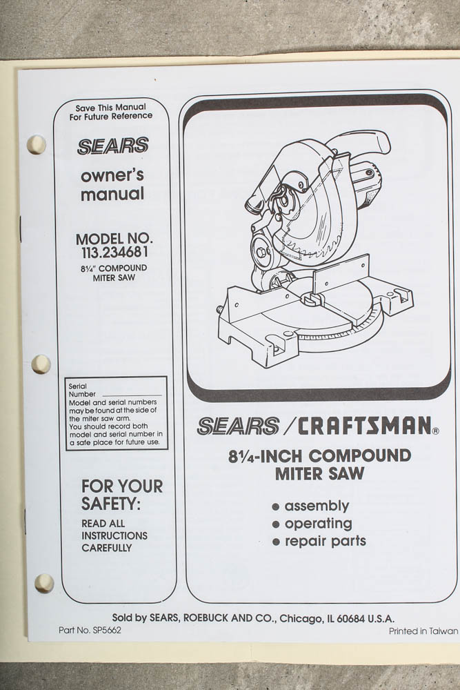 Sears Craftsman 8.25 Inch Compound Miter Saw