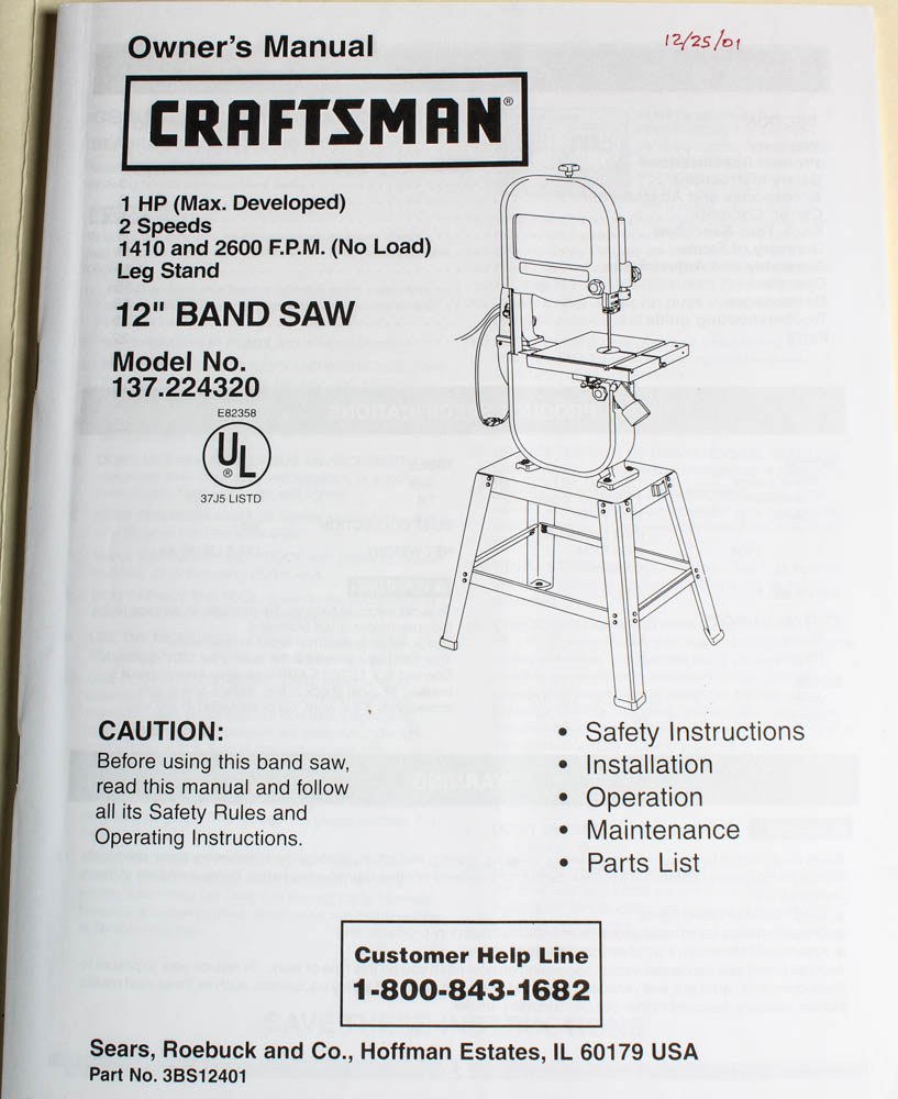 Craftsman 12" Band Saw on Stand