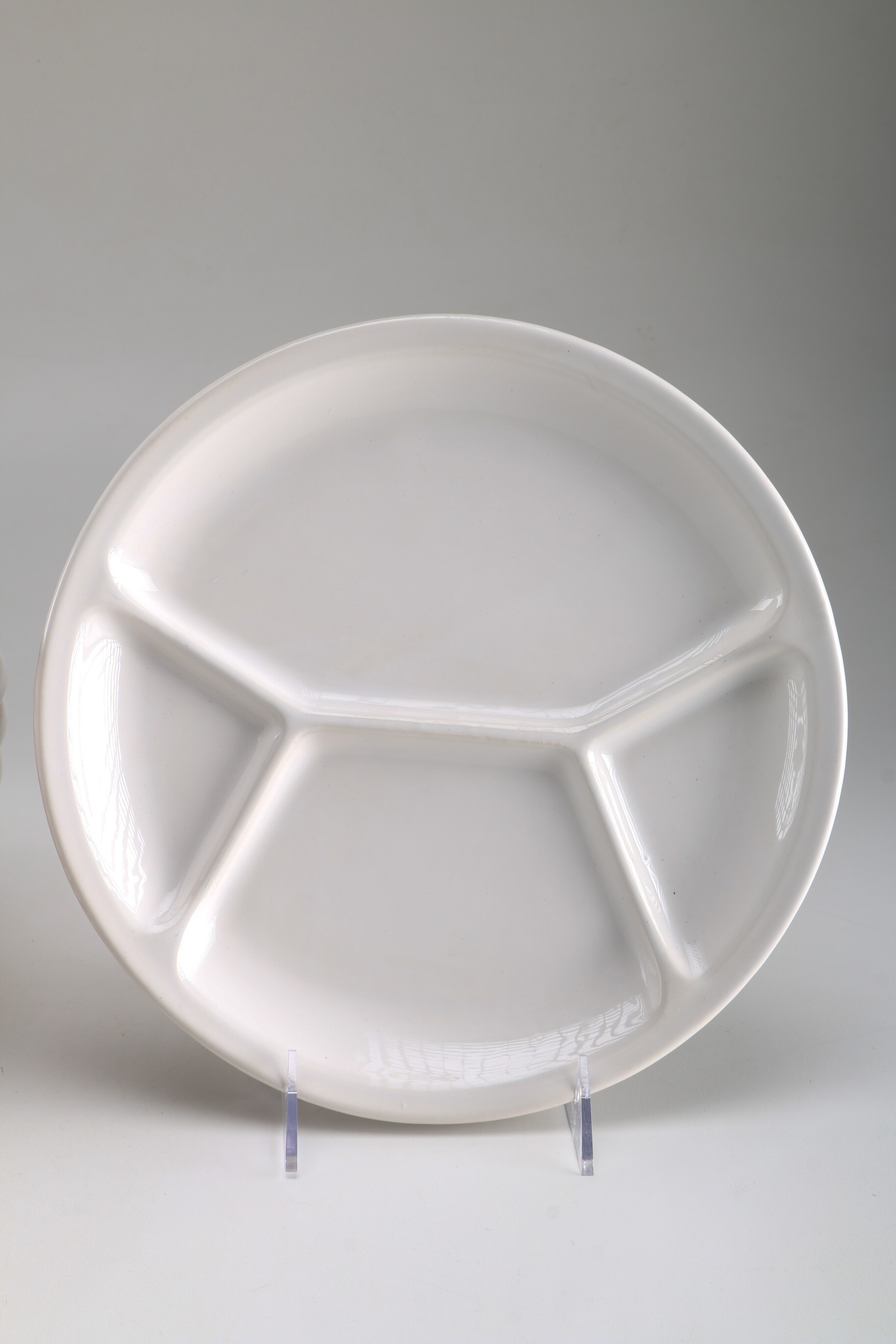 Set of Ten Mid Century Style White Divided Plates