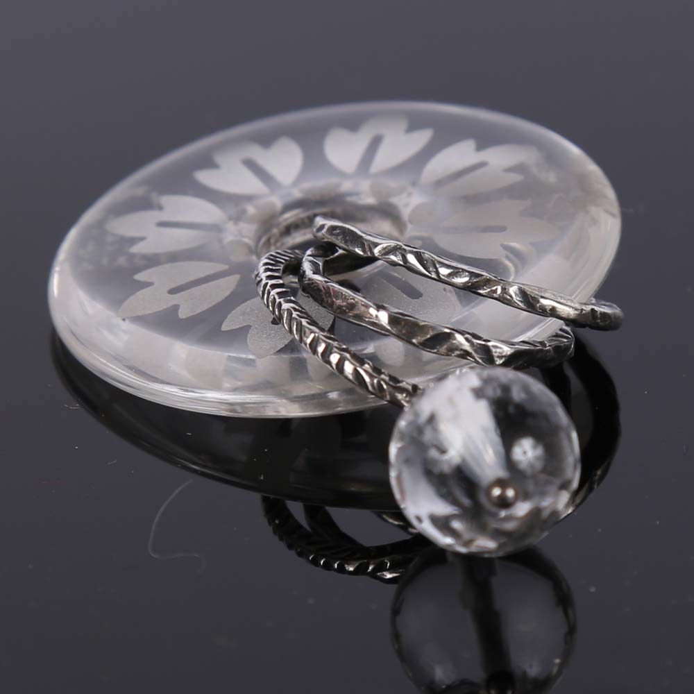 Sterling Silver Bangle Bracelet and Glass Pendant