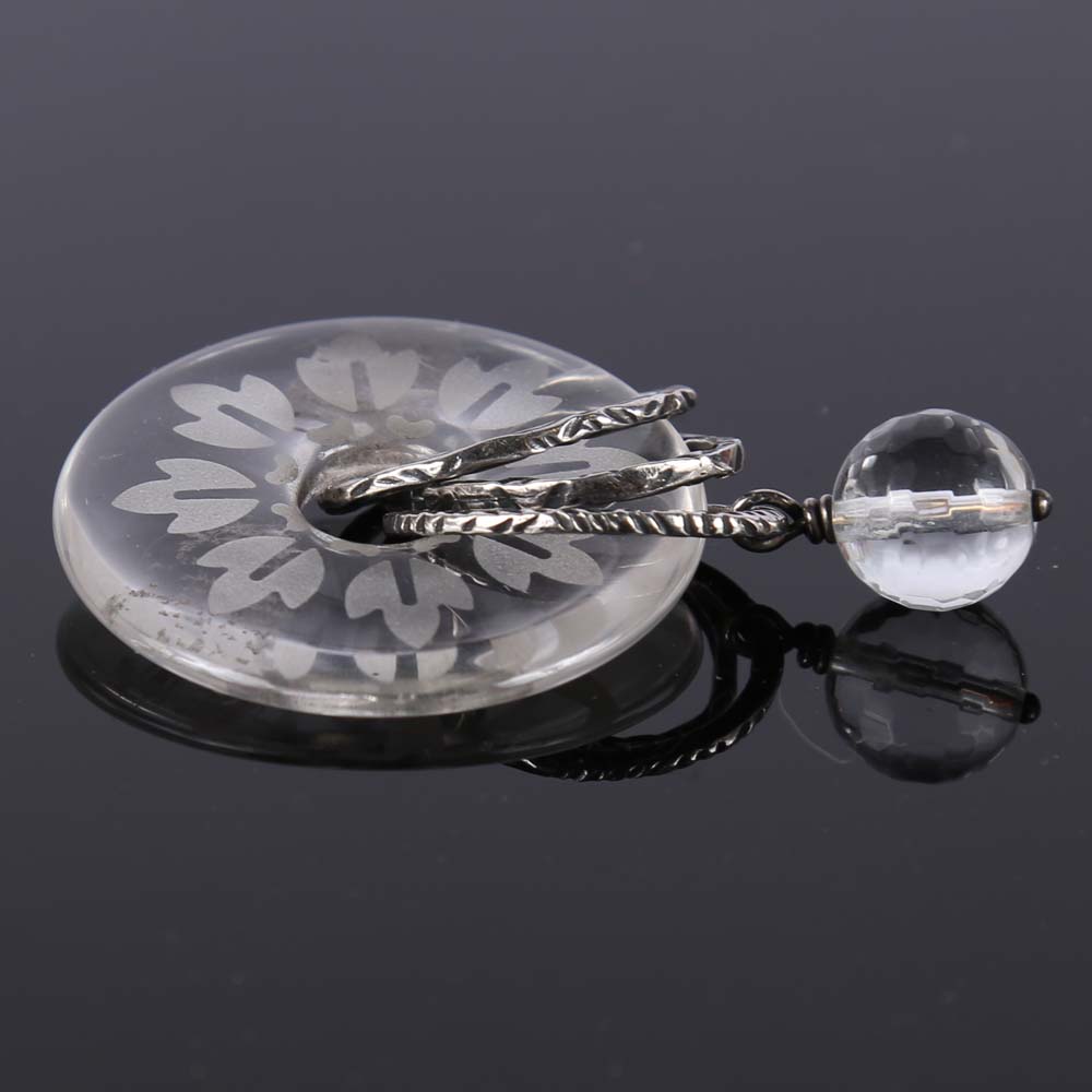 Sterling Silver Bangle Bracelet and Glass Pendant