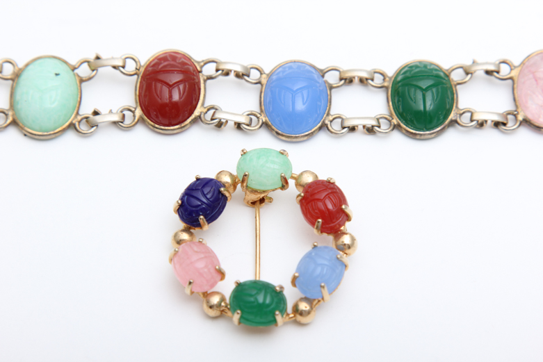 Scarab Style Bracelet and Brooch