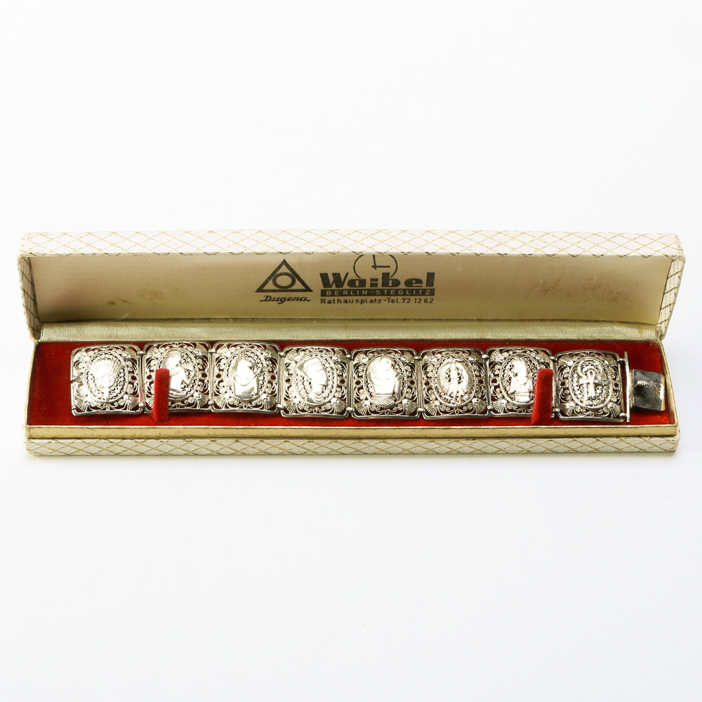 Egyptian 800 Silver Coin Bracelet