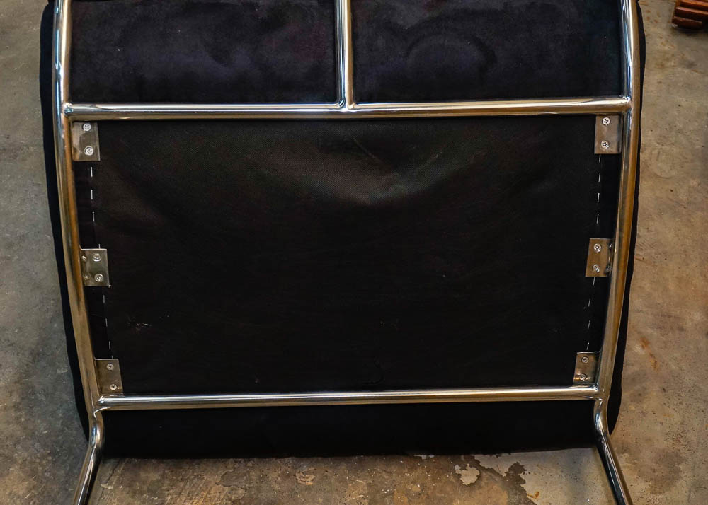 Contemporary Style Black Plush Chair and Ottoman