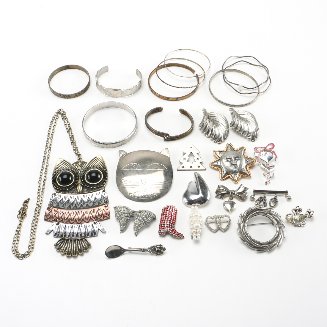 Group of Silver Tone Costume Jewelry