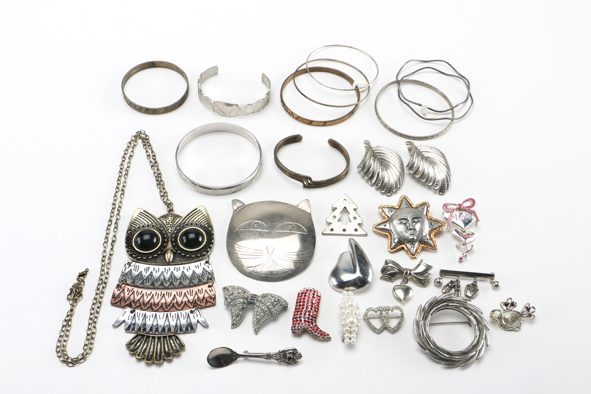 Group of Silver Tone Costume Jewelry