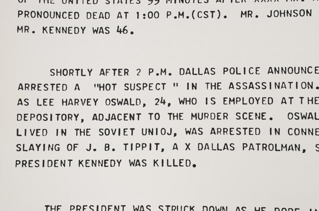 Andy Warhol Original Serigraph and Teletype from "Flash - November 22, 1963" Portfolio