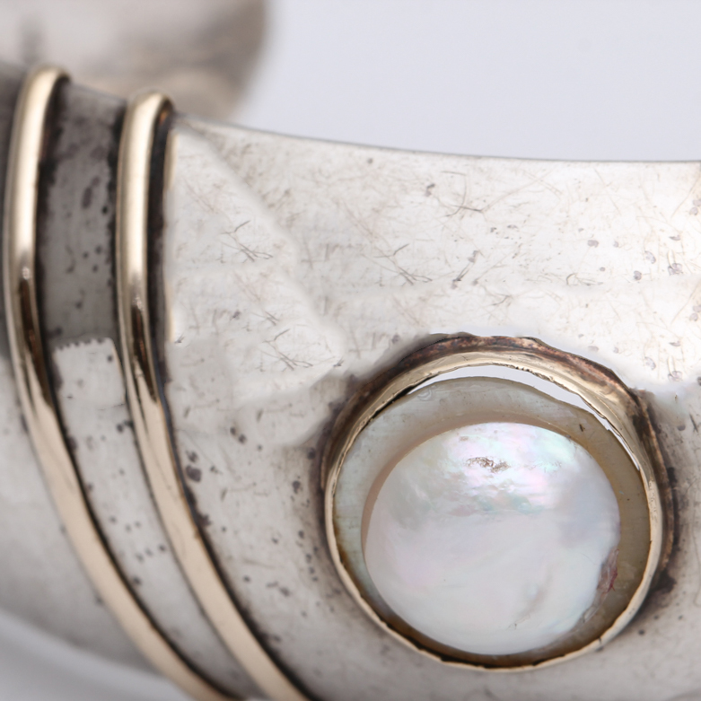 Sterling Silver Mother of Pearl Bangle Bracelet
