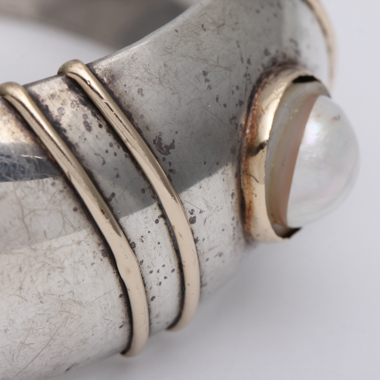 Sterling Silver Mother of Pearl Bangle Bracelet