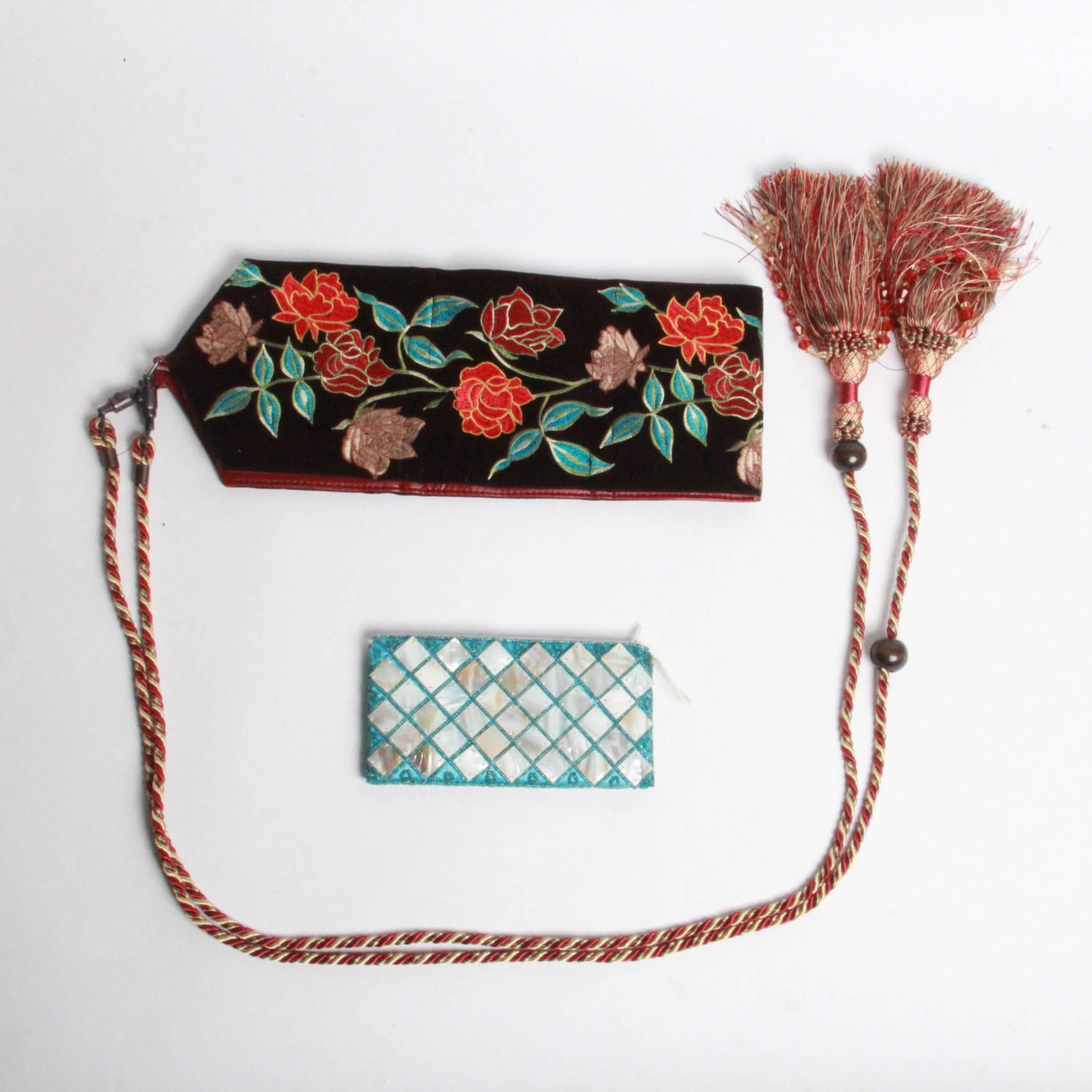 Tasseled Sash and a Vintage Clutch