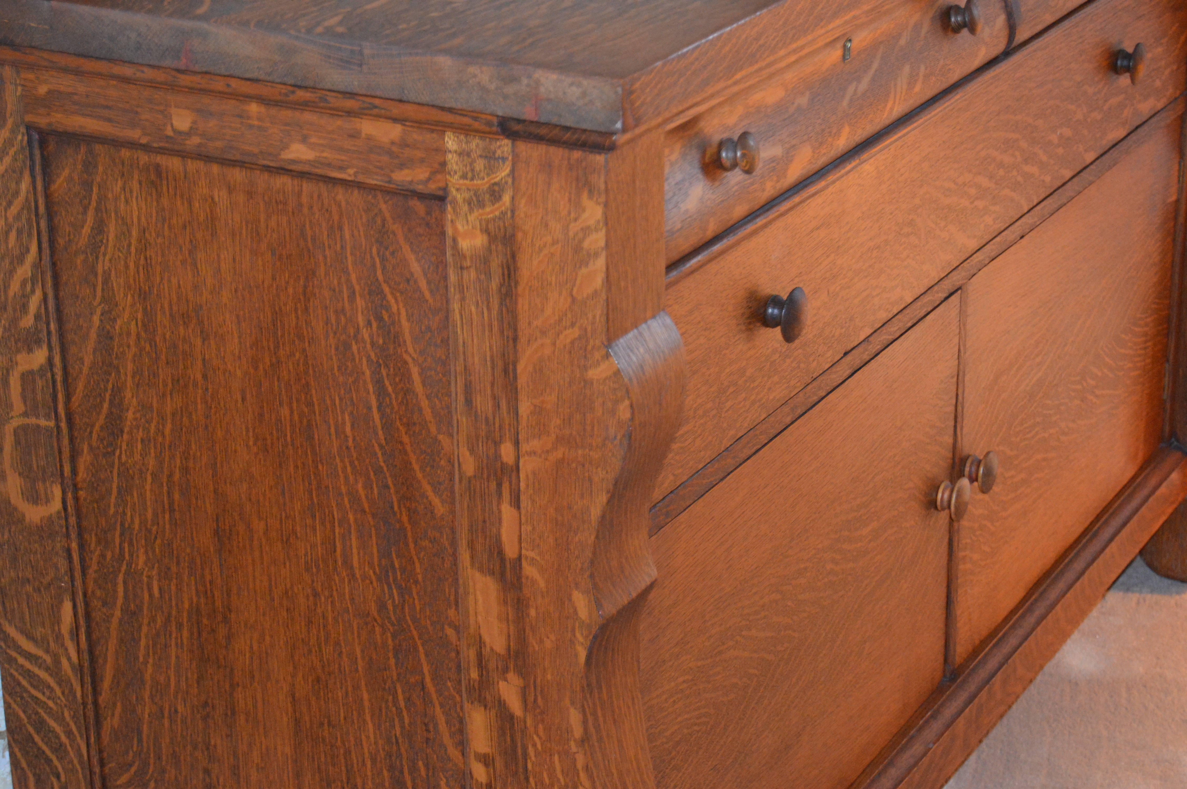 Antique American Empire Style Oak Sideboard, Circa 1910