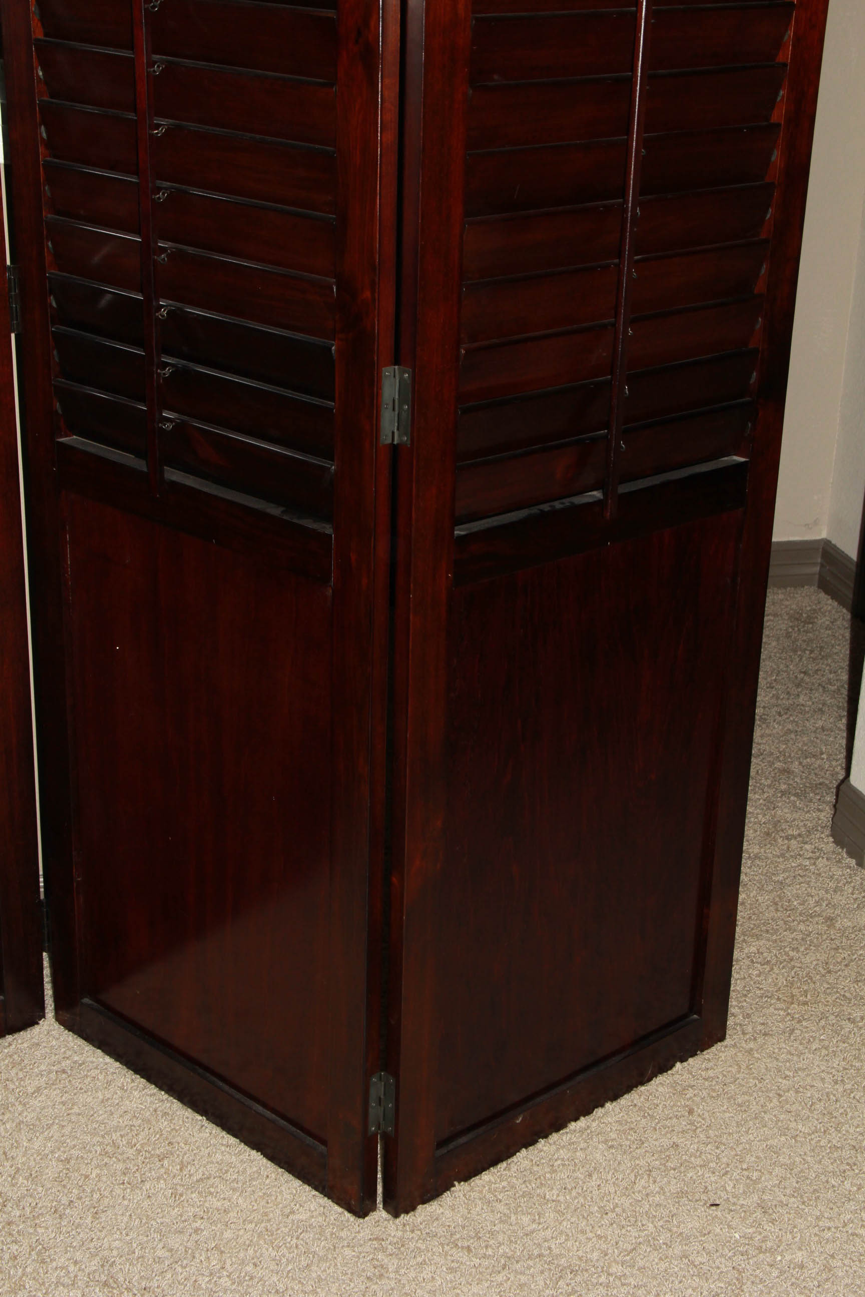 Three Panel Louvered Room Divider Screen