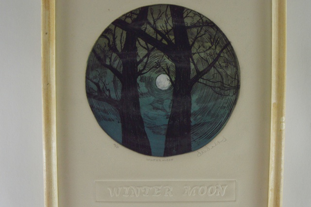 Signed David Larson Evans Artist's Proof "Winter Moon"