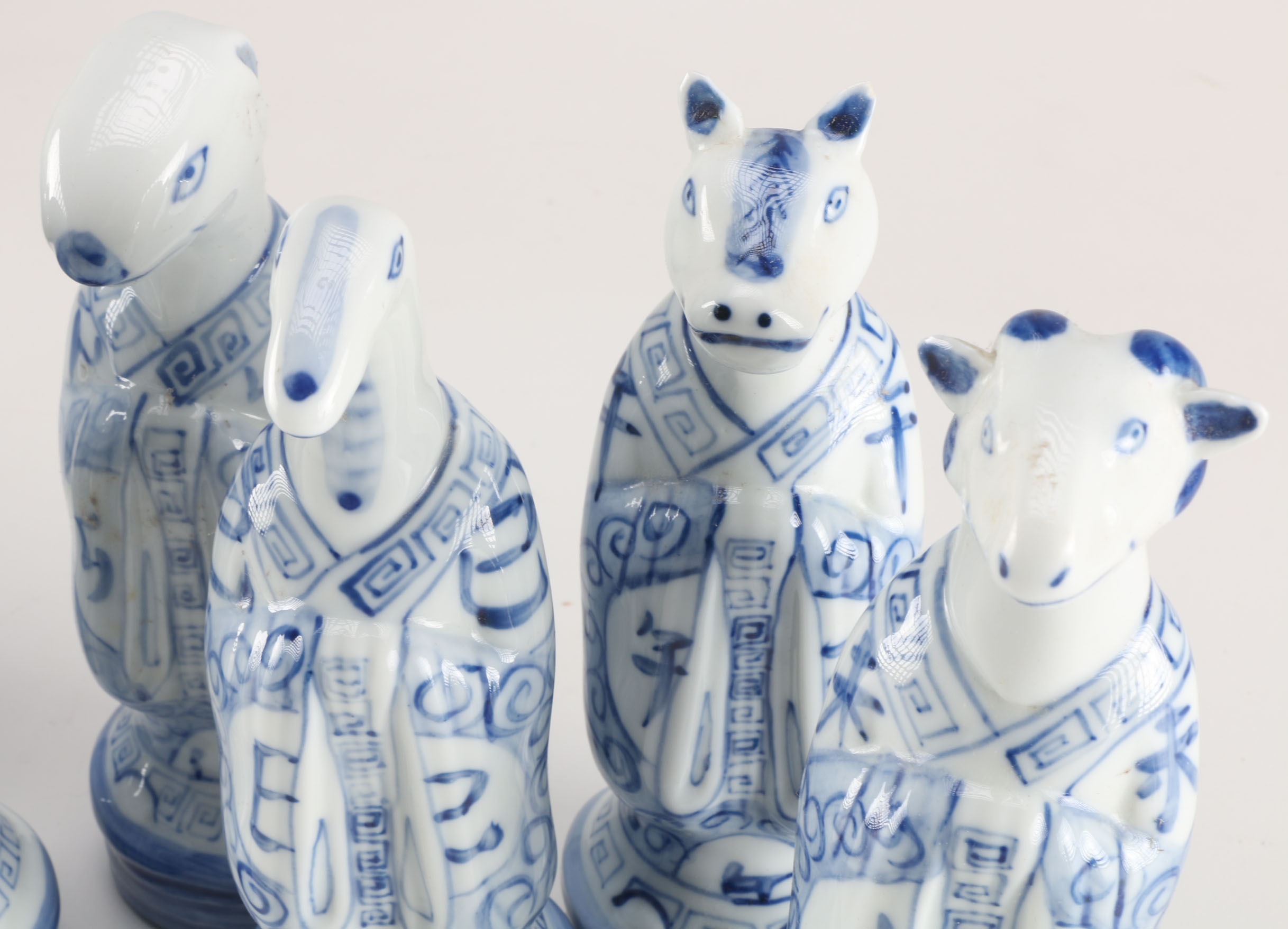 Chinese Blue and White Porcelain Animal Figurines