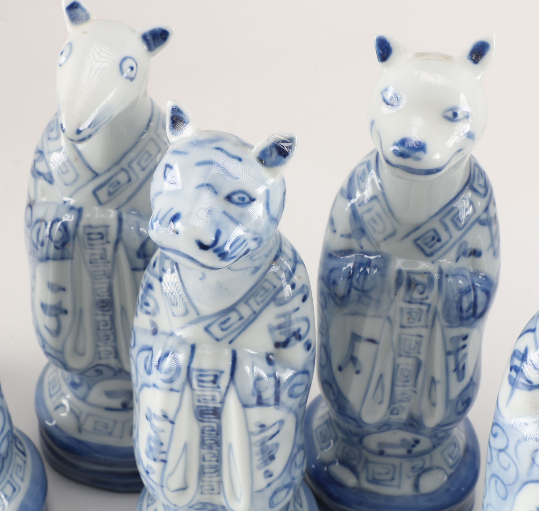 Chinese Blue and White Porcelain Animal Figurines