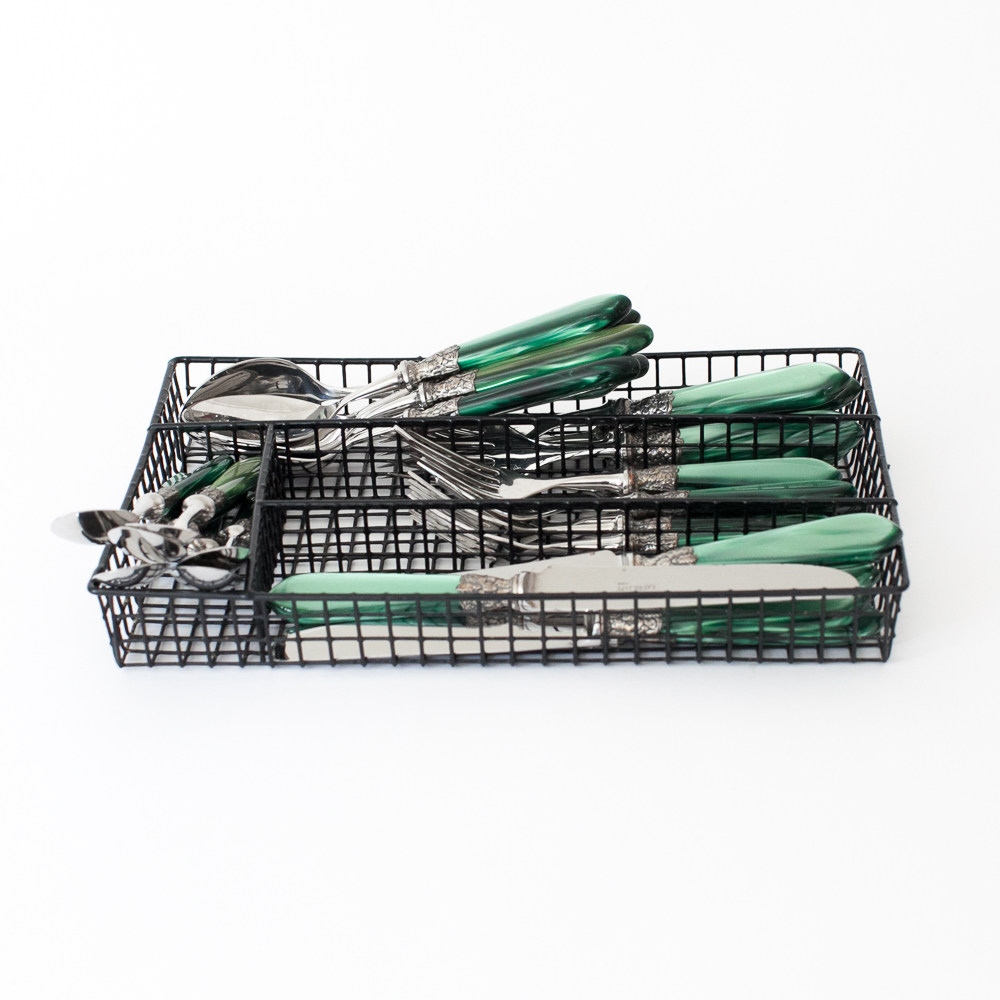 Laure Japy Vintage "Seychelles" Green Pearlized Flatware Set