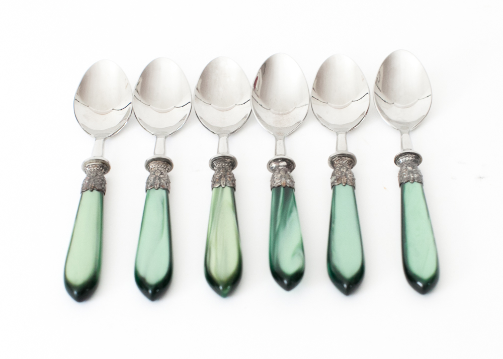 Laure Japy Vintage "Seychelles" Green Pearlized Flatware Set
