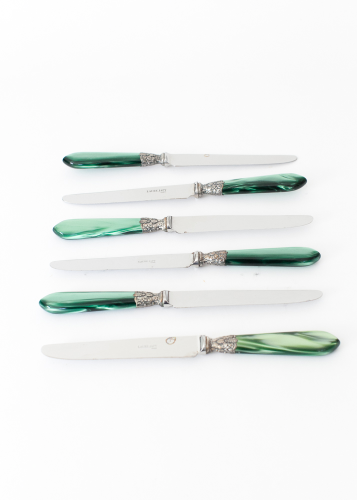 Laure Japy Vintage "Seychelles" Green Pearlized Flatware Set