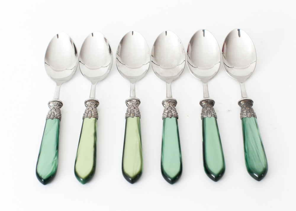 Laure Japy Vintage "Seychelles" Green Pearlized Flatware Set