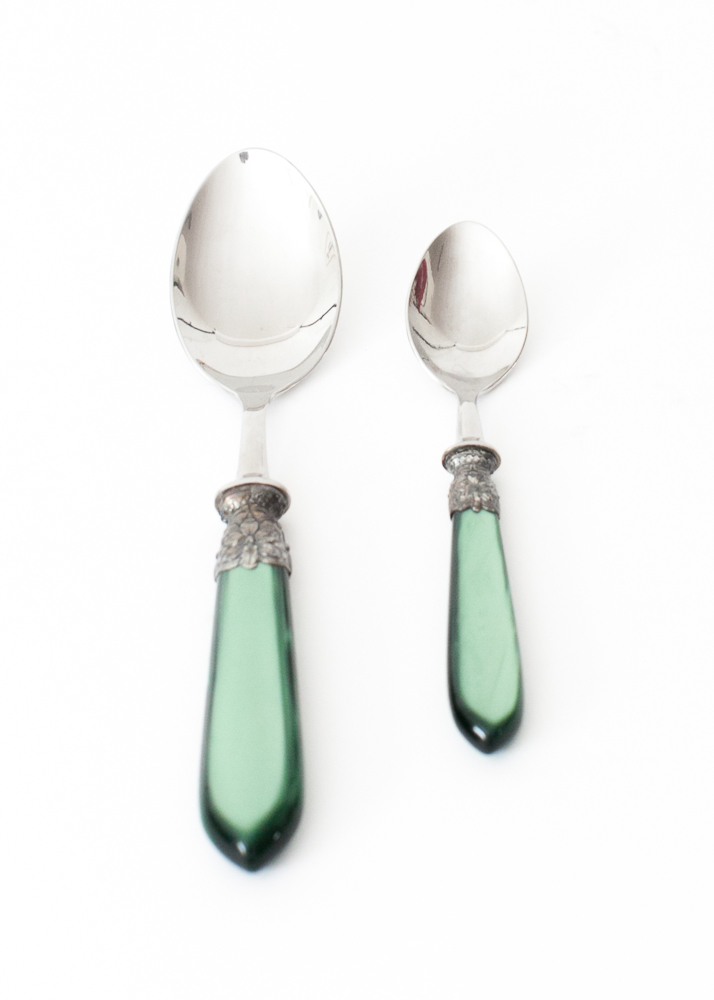 Laure Japy Vintage "Seychelles" Green Pearlized Flatware Set