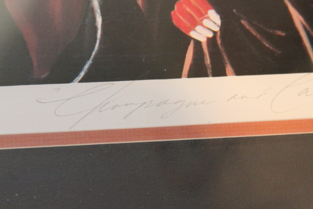 Ronald Saine Signed Lithograph "Champagne and Caviar"