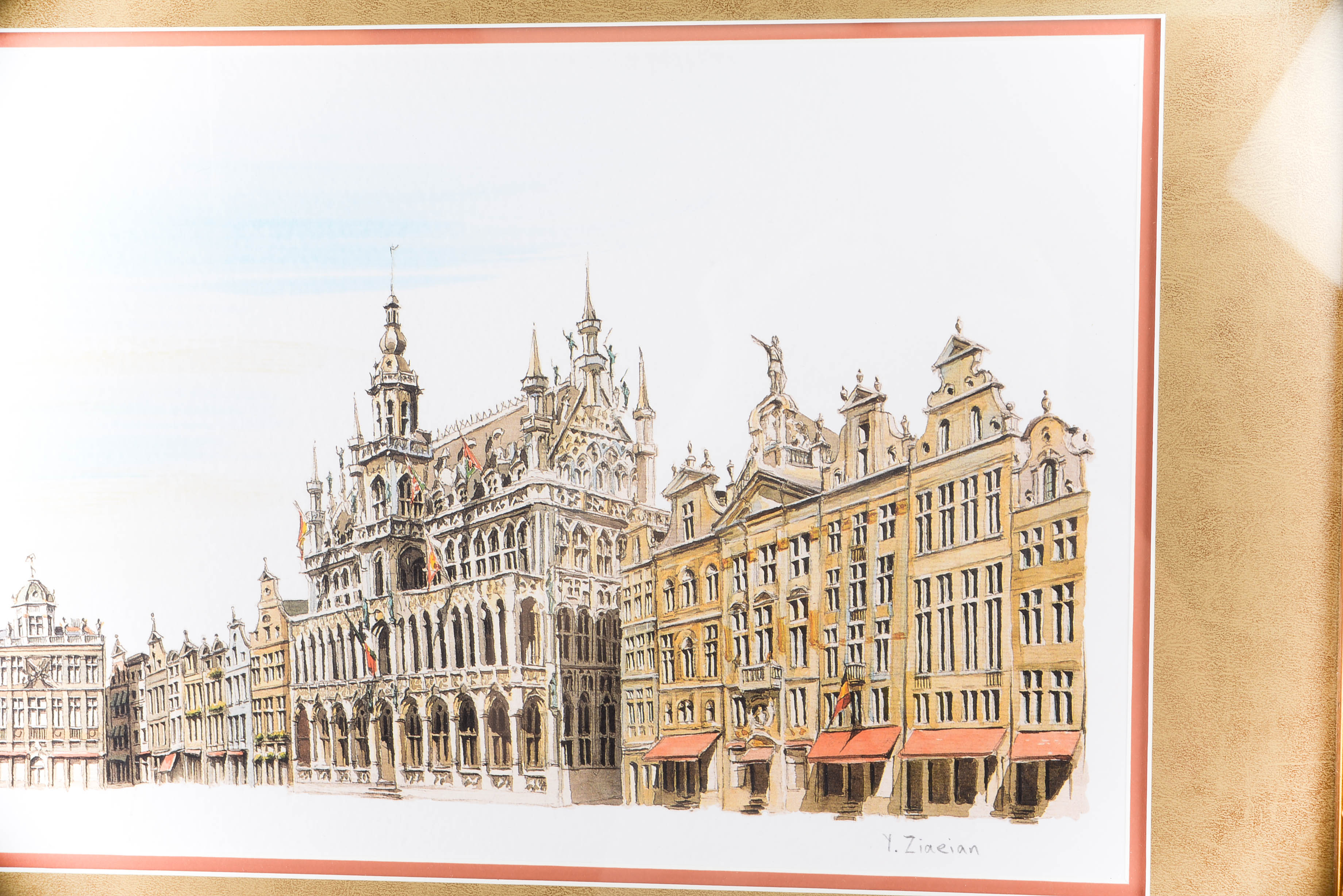 Original Watercolor "La Grand -Place de Bruxelles" by Ziaeian