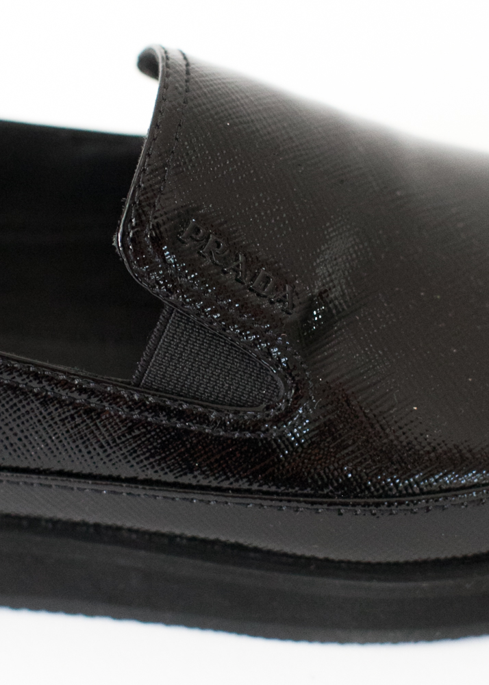 Women's Prada Linea Rossa Patent Saffiano Platform Slip-Ons