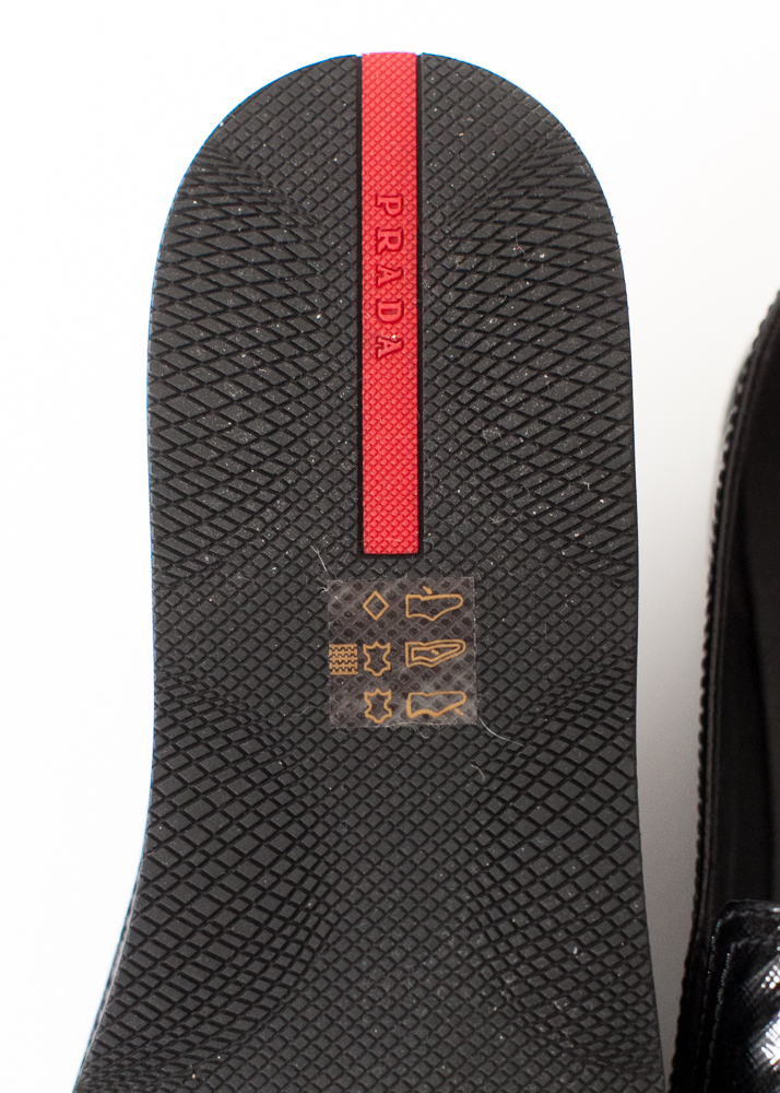 Women's Prada Linea Rossa Patent Saffiano Platform Slip-Ons