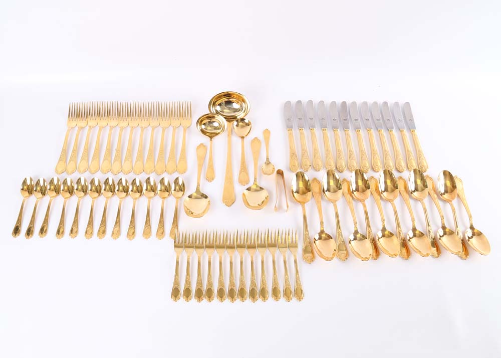 24K Gold Plated Edelstahl- Rostfrei Flatware Service