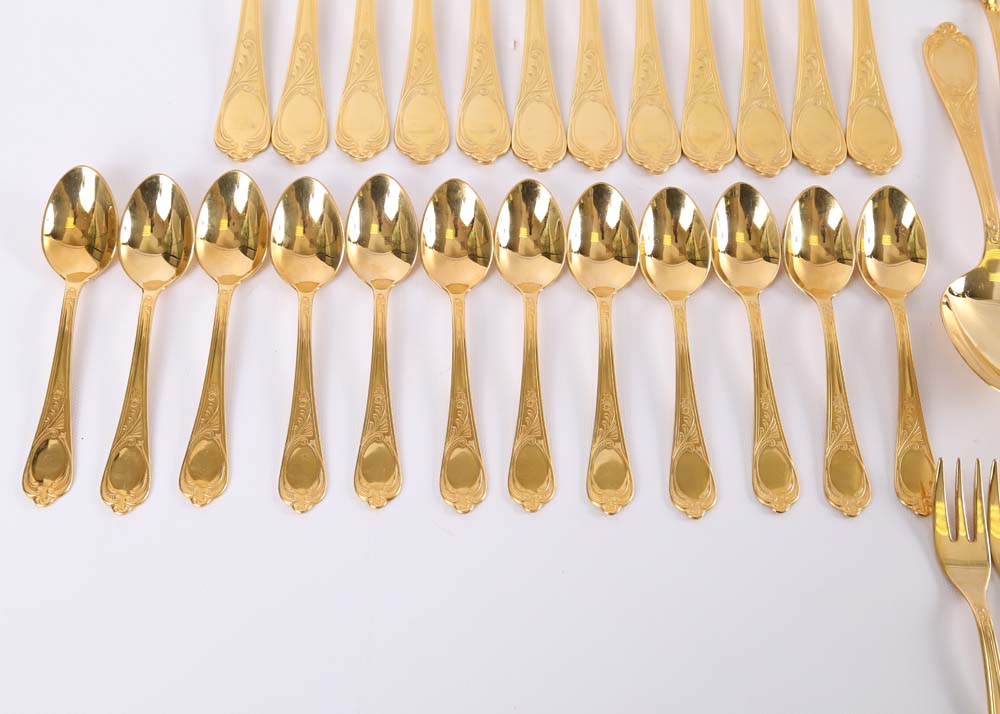 24K Gold Plated Edelstahl- Rostfrei Flatware Service