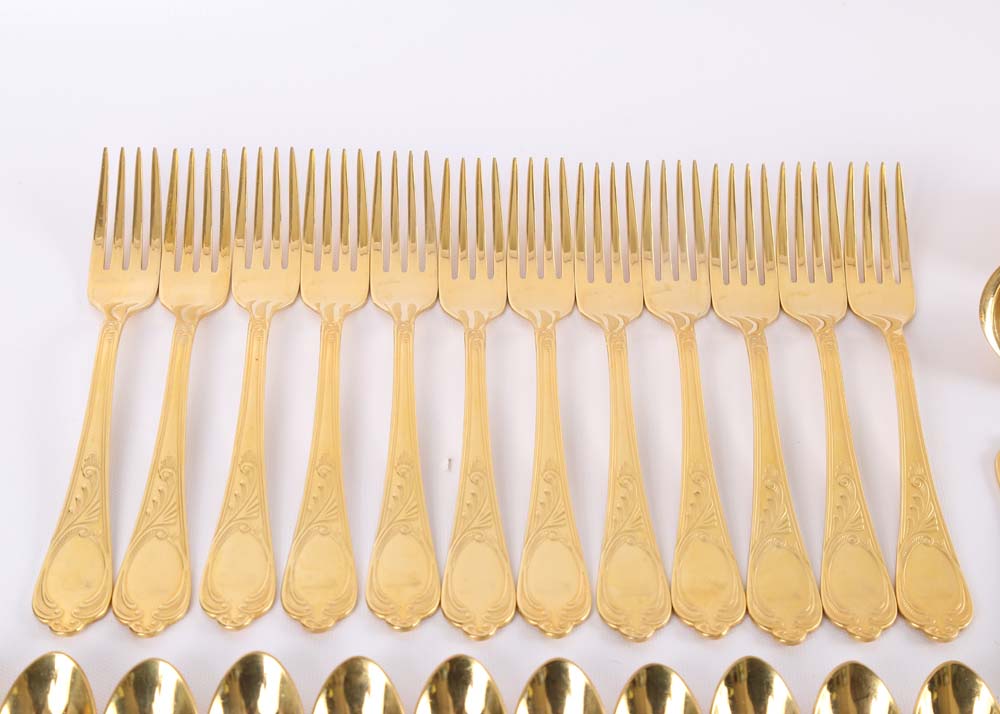 24K Gold Plated Edelstahl- Rostfrei Flatware Service